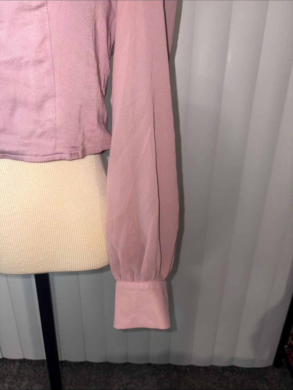 Urban Outfitters Lena Sheer Sleeve Corset Blouse Dusty Pink Medium - Picture 5 of 6
